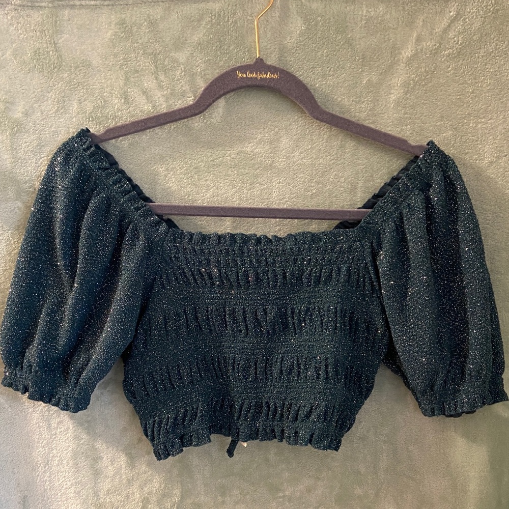 Urban Outfitters green sparkle crop top